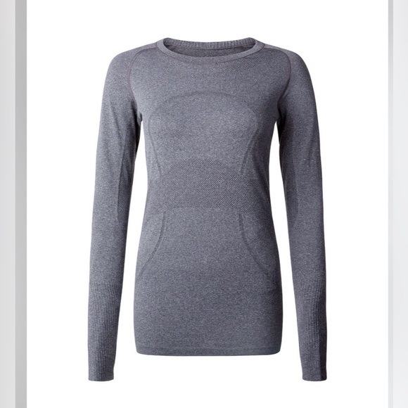 Lululemon Swiftly Tech Long Sleeve Heathered Black size 6 - Picture 3 of 6